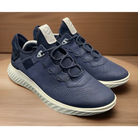 ECCO ST 1 Lite Dark Navy Leather Comfort Shoes Mens Size 9.5 Fast Shipping